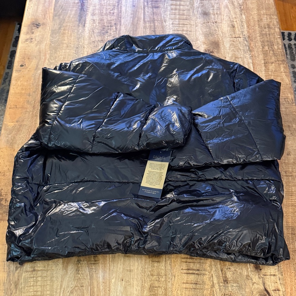 Rachel Roy Glossy Black Oversized Puffer Jacket coat 3X plus size NEW NWT - Picture 7 of 8